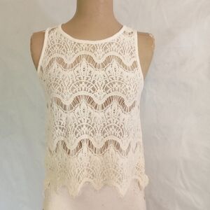 Vintage Chloe K White Lace Crochet Tank Top